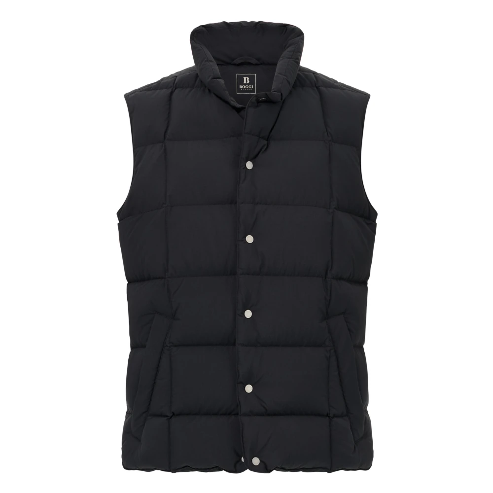 Boggi Milano Herren Schwarz Gilet Aus Funktionsstoff Mit Gänsedaunen