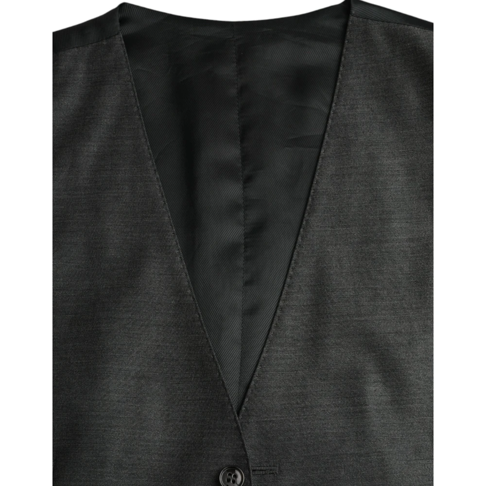 Dolce & Gabbana Grijze Wol Formele Jurk Vest Gray Heren