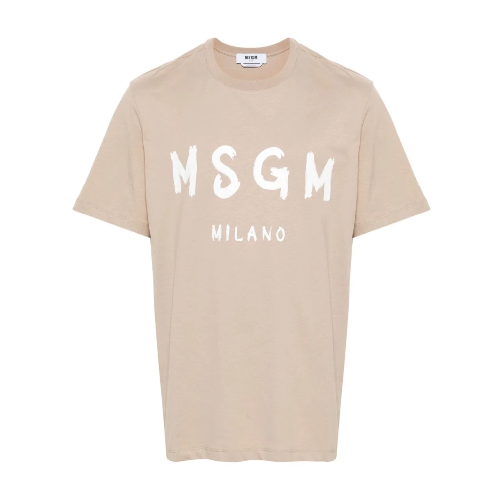 Msgm Beige T-shirts en Polos met Logo Print Beige Heren
