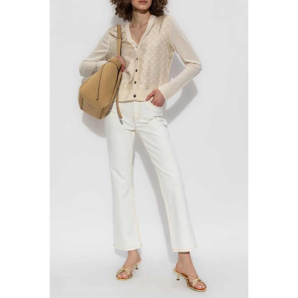 TORY BURCH Cardigan met monogram Beige Dames