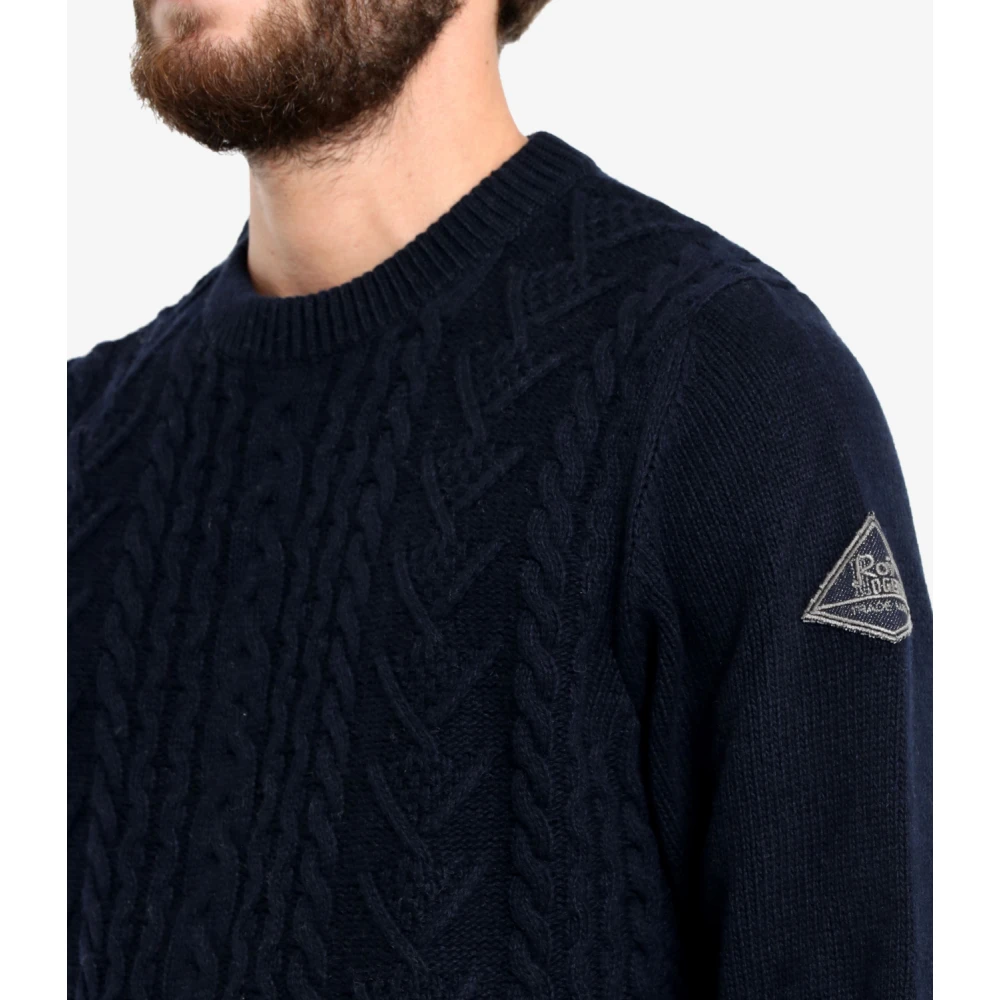 Roy Roger's Blauwe Trui met Gevlochten Breipatroon Blue Heren