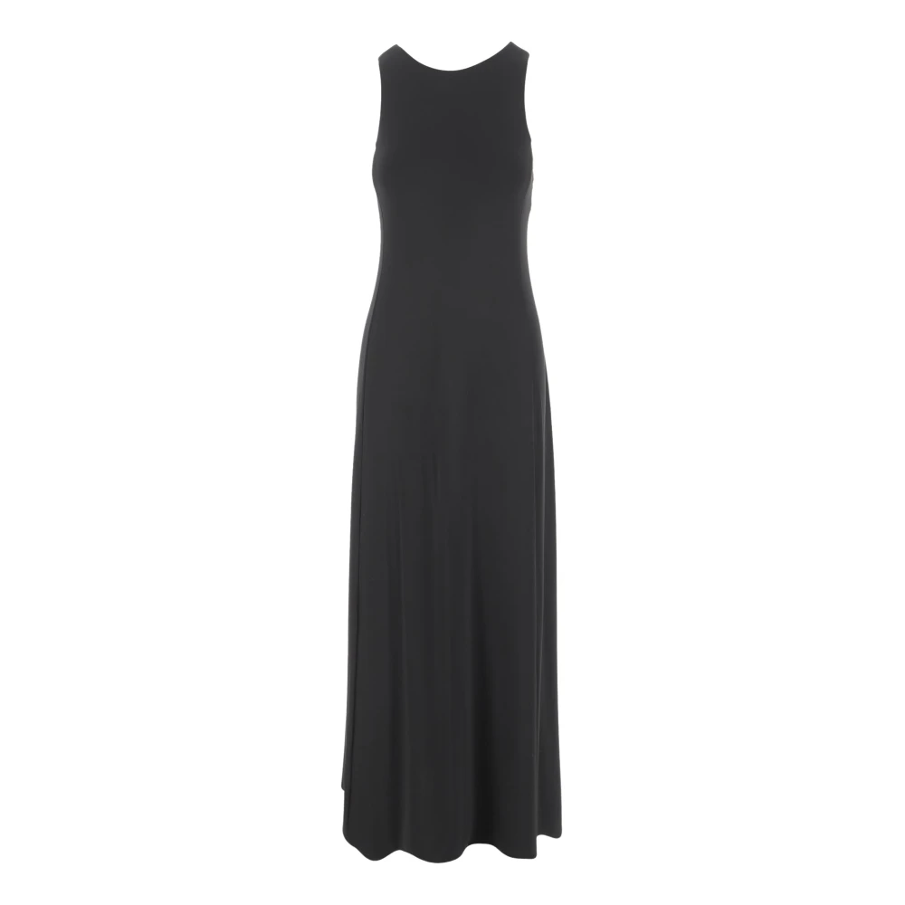 Max Mara Svart Jersey Lång Klänning Viskos Crepe Black, Dam