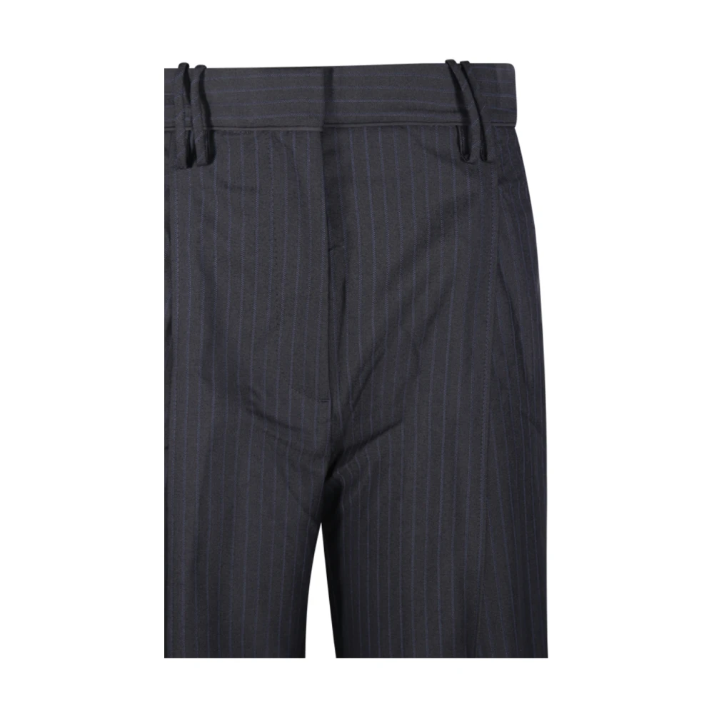 Ganni Relaxte Geplooide Melange Gestreepte Broek Black Dames