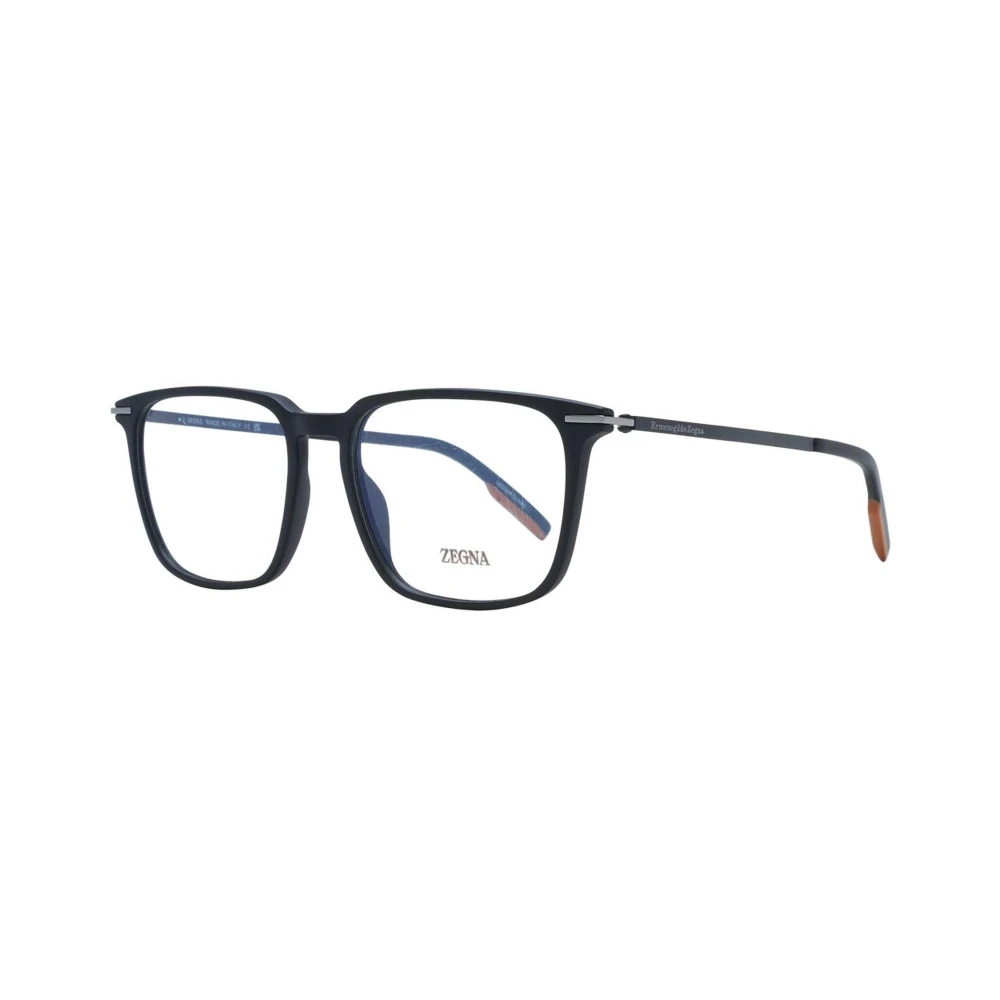 Ermenegildo Zegna Zwarte Vierkante Kunststof Optische Monturen Black Heren
