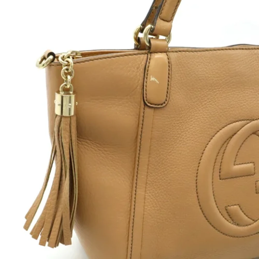 Gucci Vintage Pre-owned Leather handbags Beige Dames