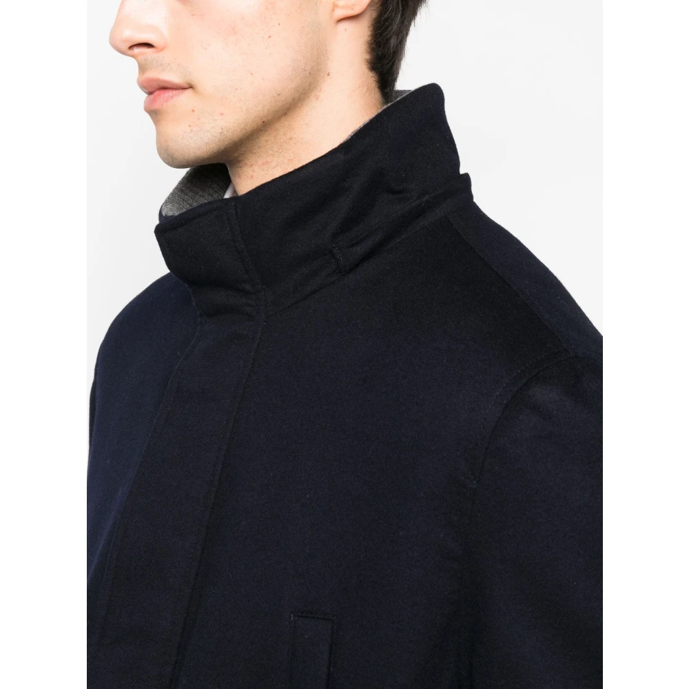 BRUNELLO CUCINELLI Donker Cashmere Outwear Blue Heren