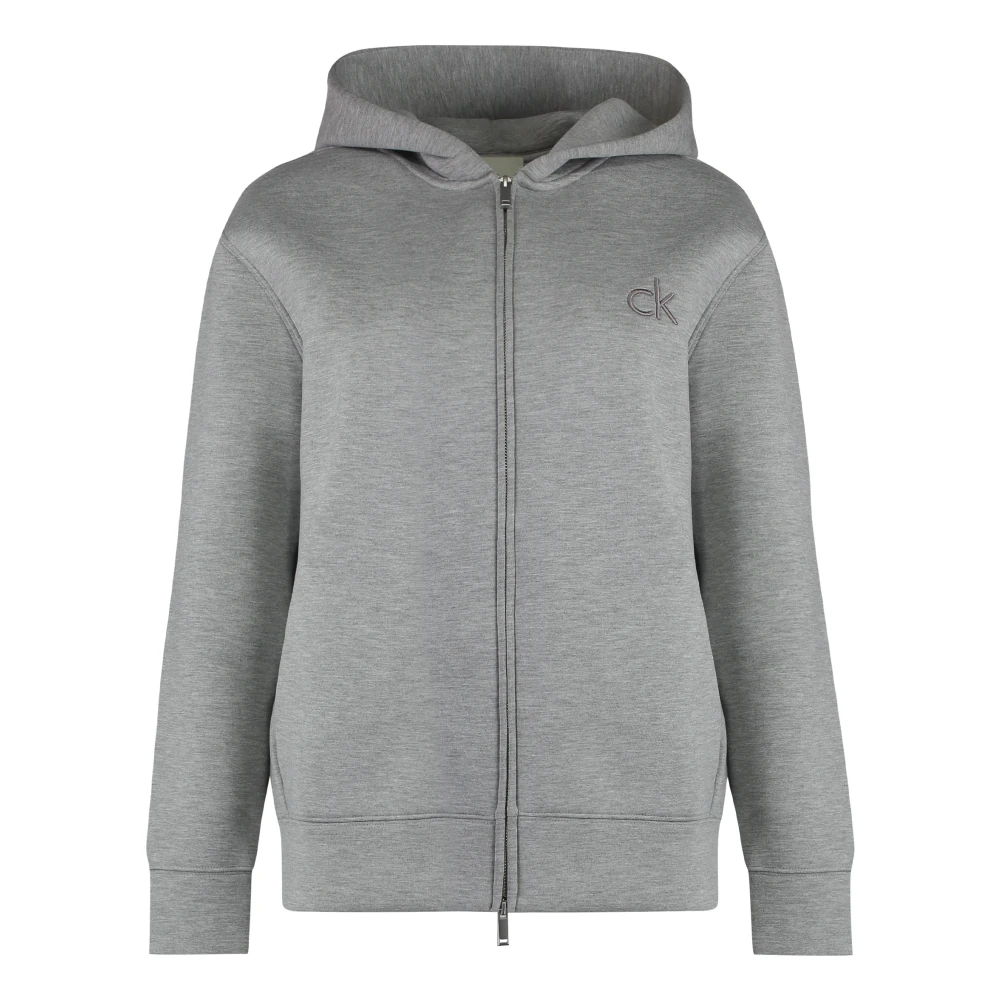 Calvin Klein Hoodie met rits en zakken Gray Dames