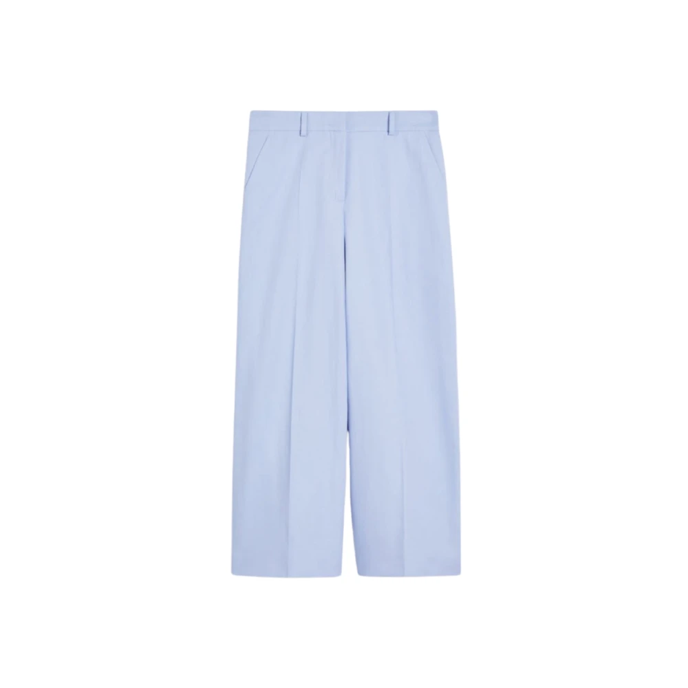 Max Mara Zircone Katoen en Linnen Enkellange Broek Blue Dames