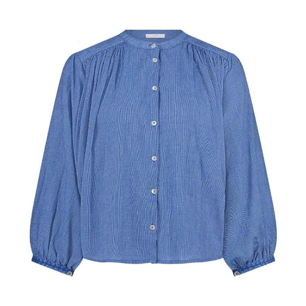 By-Bar Athia Lange Mouw Blouse Blue Dames