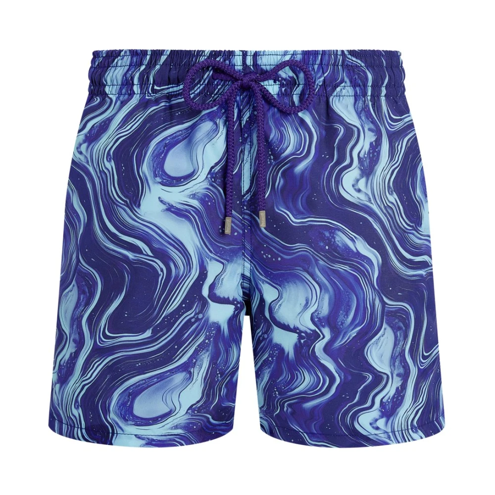 Vilebrequin Moorea Marble Swim Shorts - Male - Beachwear - Blue - L - Swimwear