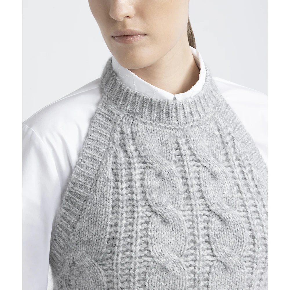 PESERICO Wol zijde kasjmier en alpaca gebreide top Gray Dames