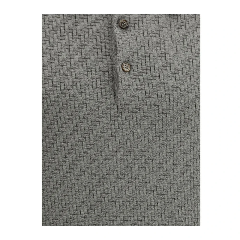 Brioni Polo Shirt met Geweven Patroon Klassieke Stijl Green Heren