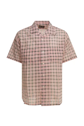 Open Collar Nylon Airy Plaid Shirt