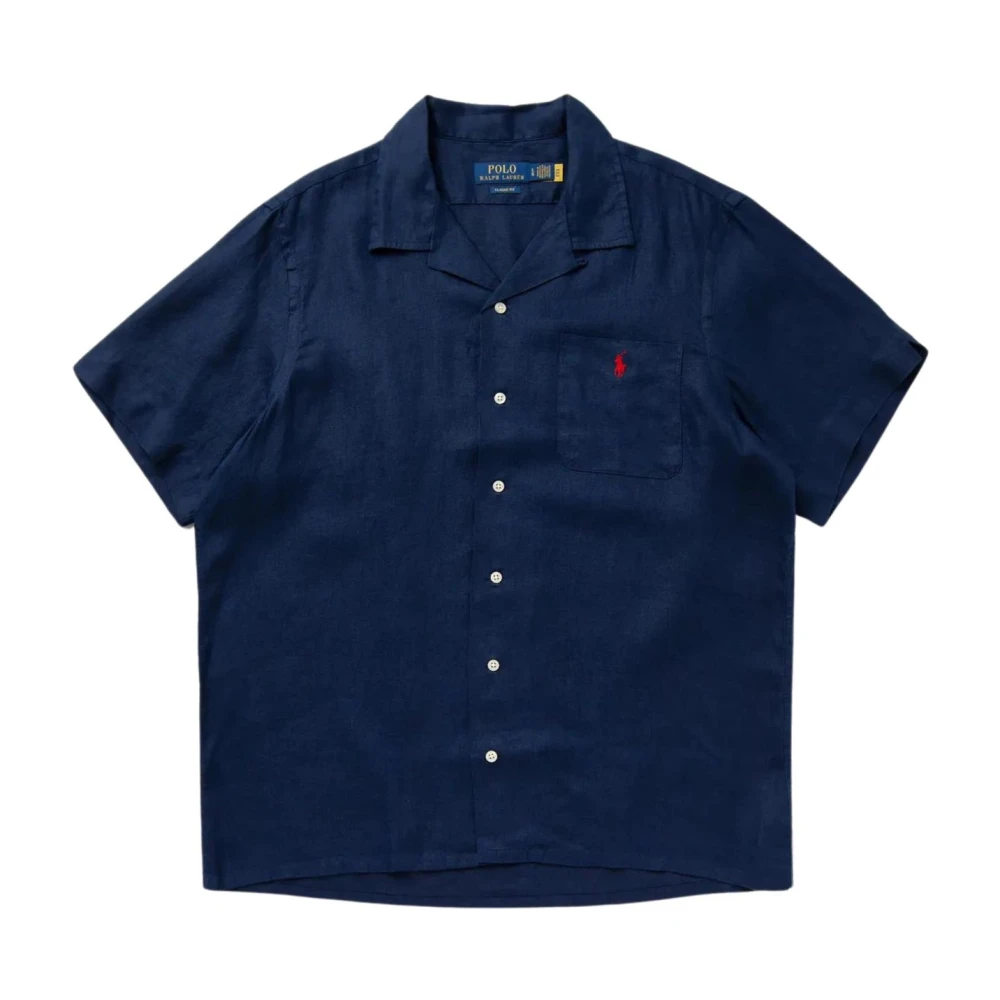 Ralph Lauren Klassieke Fit Linnen Camp Shirt Newport Navy Blue Heren
