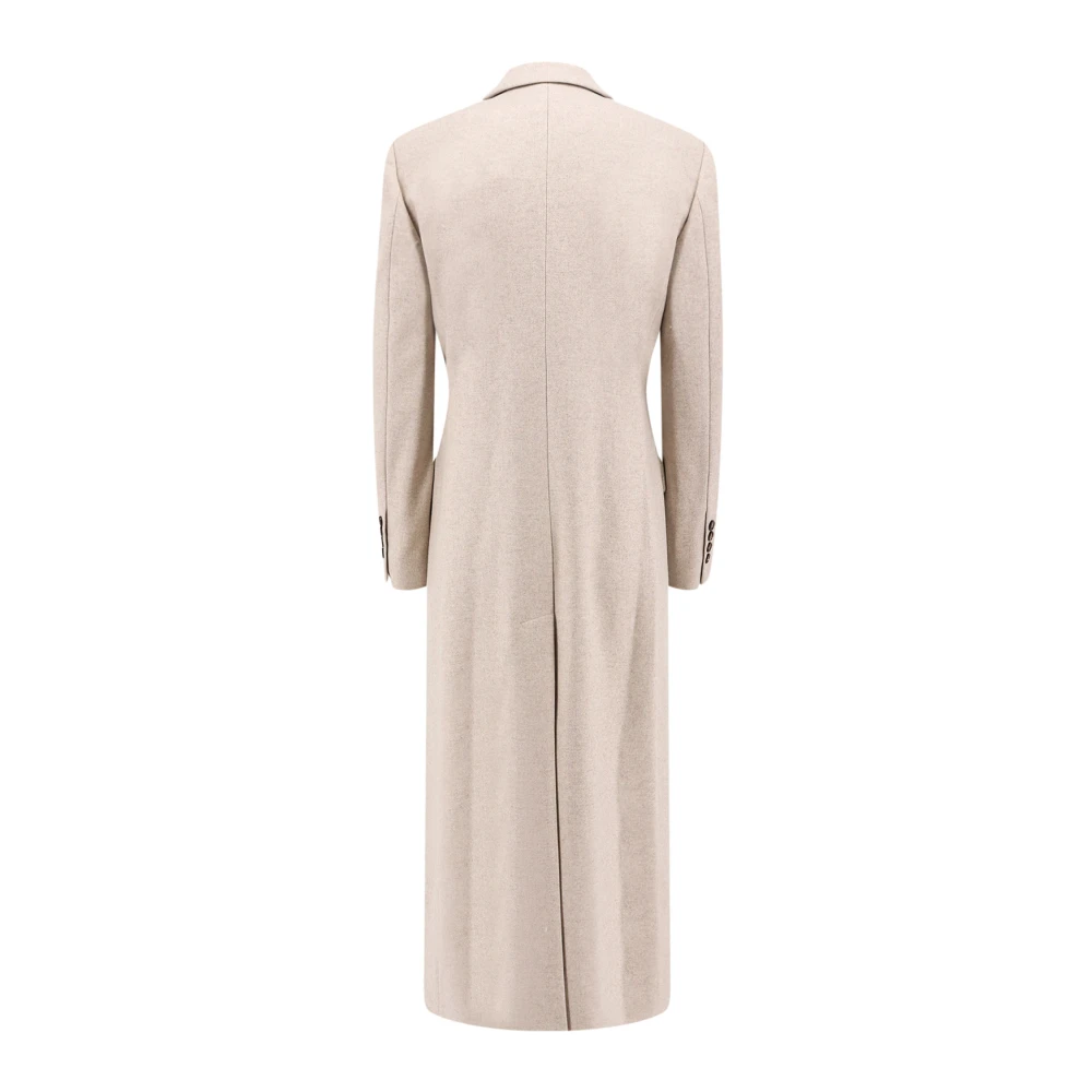 BRUNELLO CUCINELLI Wollen Dubbelrijige Piek Revers Jas Beige Dames