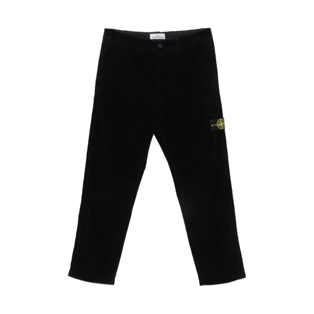 Stone Island , Straight Trousers, Male, Black, W31, Trousers Black