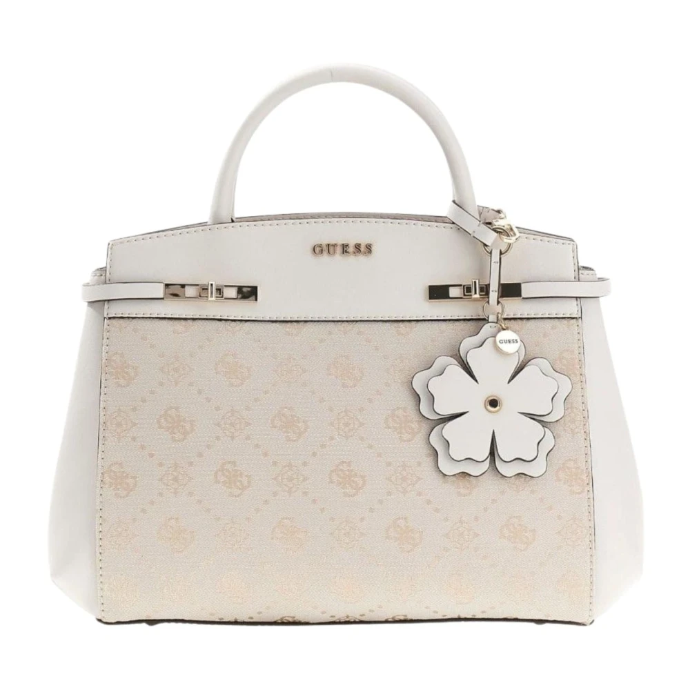 Guess White Melinda Logo Tri Comp Satchel - Female - Handbags - One Size - Bags