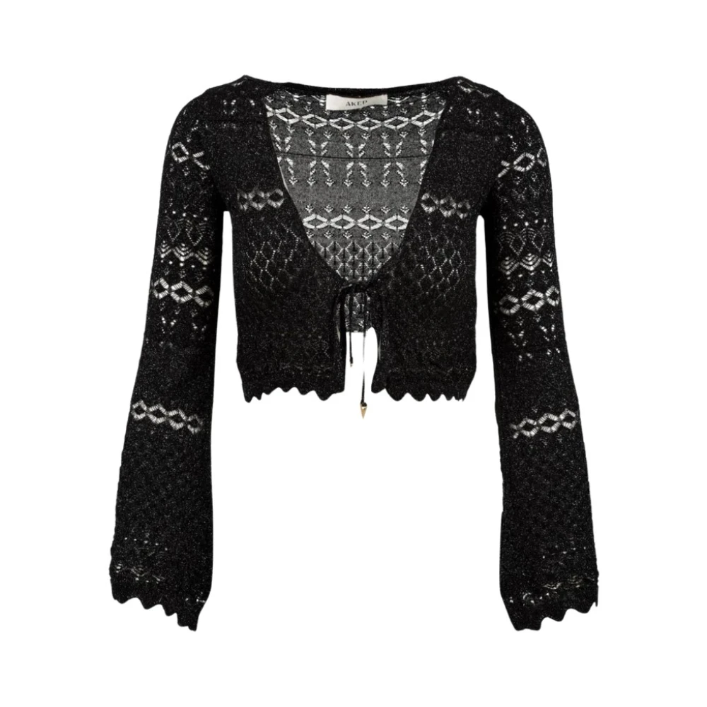 Akep Zwarte Kant Cardigan voor Vrouwen Black Dames