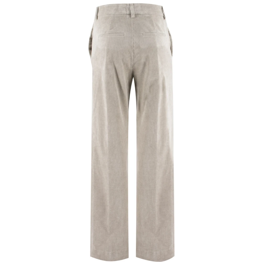 Antonelli Firenze Katoenen Corduroy Hoge Taille Broek Gray Dames