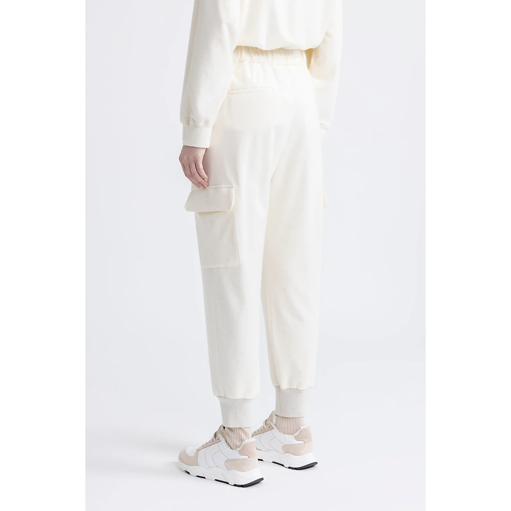 PESERICO Katoenen jersey cargo joggers Beige Dames