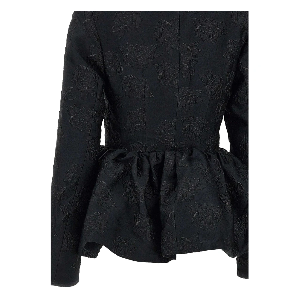 Rotate Birger Christensen Zwarte Jacquard Gedrapeerde Blazer Black Dames