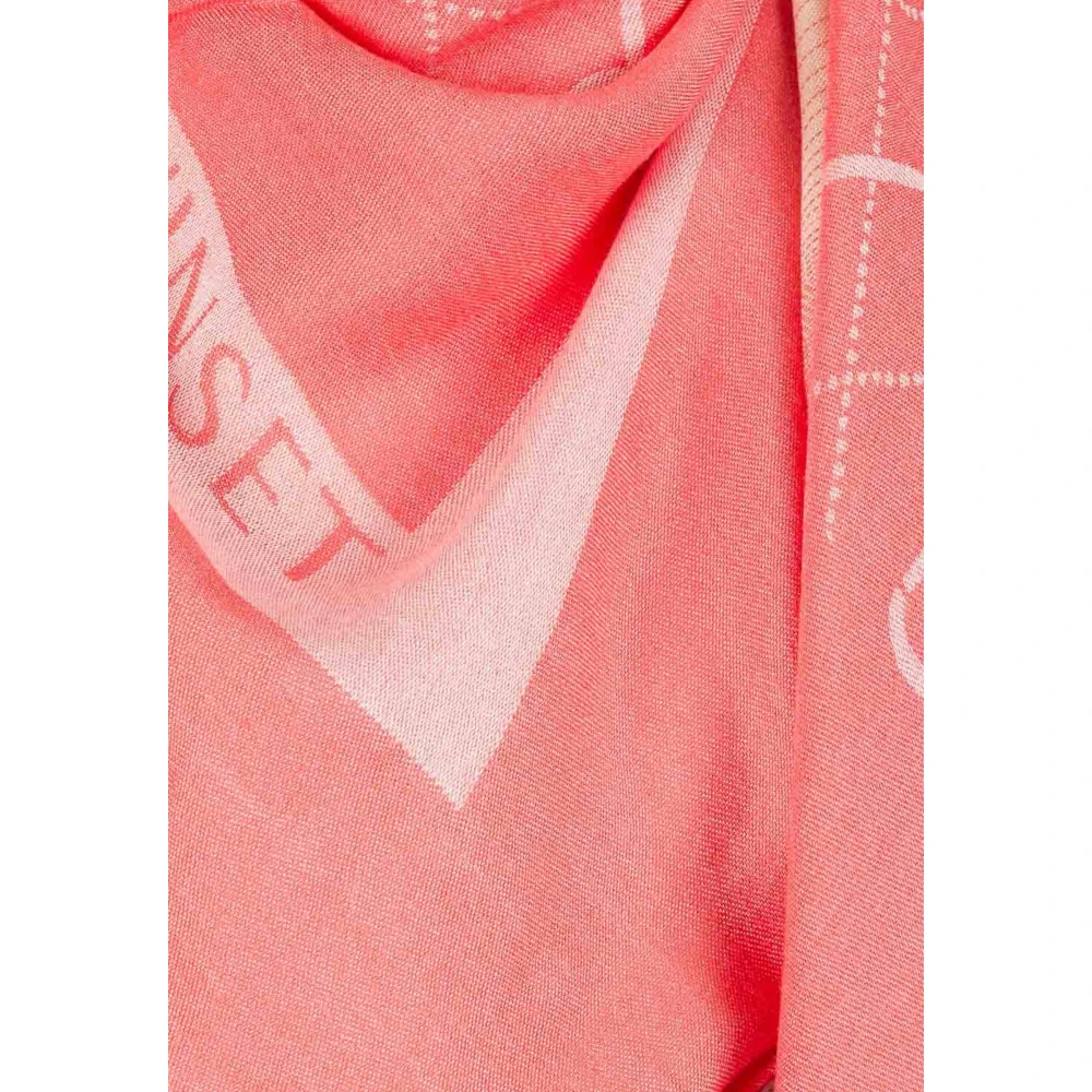 Twinset Koraalrode Franje Jacquard Sjaal Multicolor Dames
