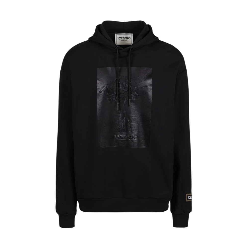 Iceberg Hoodie met rubberen print Black Heren