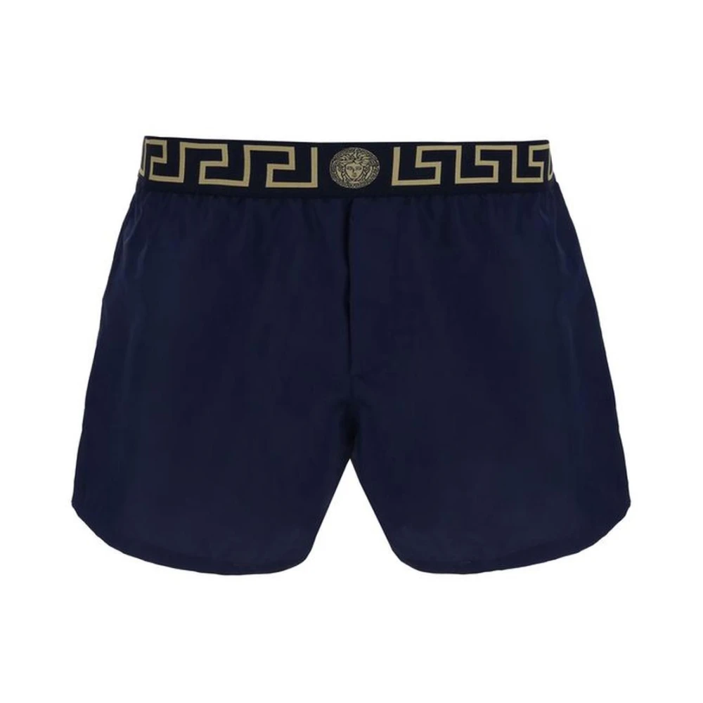 Versace Zwemshorts met elastische tailleband en logo Blue Heren