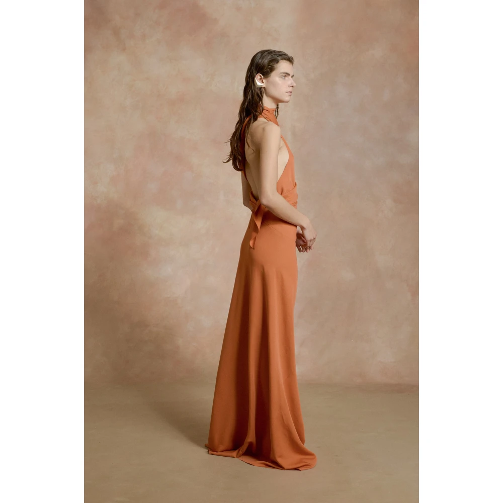 Cortana Irena oranje zijden crêpe halterjurk Orange Dames