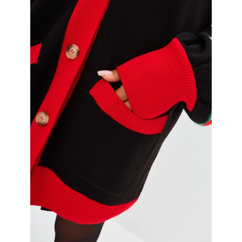 Cesare Gaspari Puffy Sleeve Cardigan Black Dames
