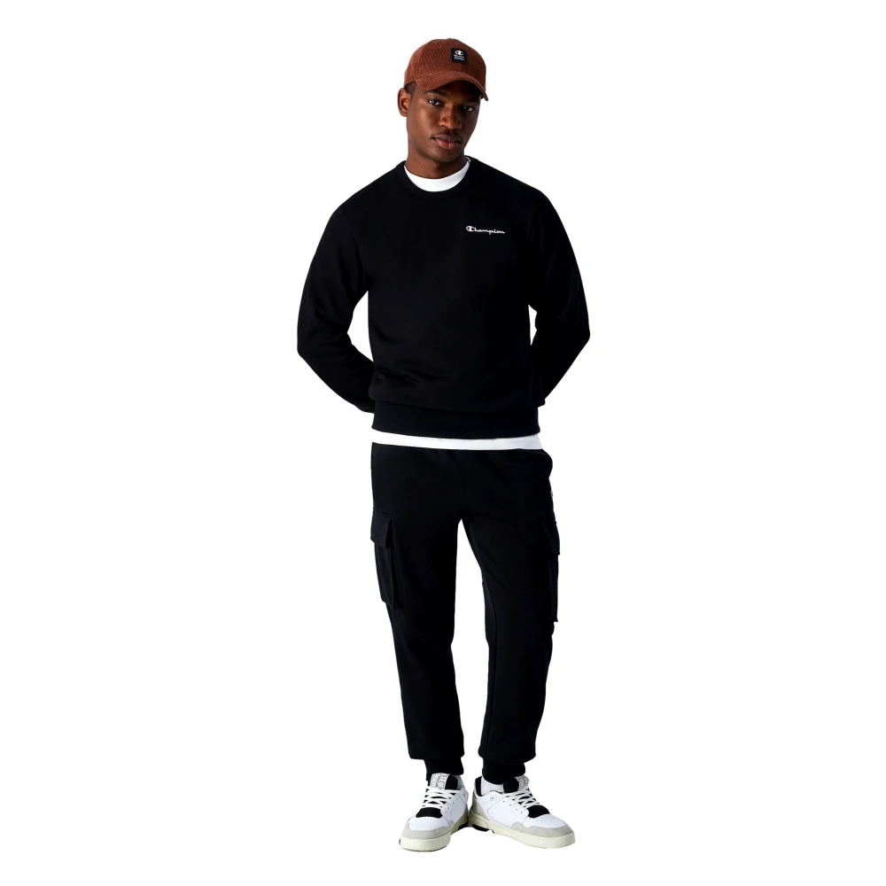 Champion Zwart Geborduurd Logo Crewneck Sweatshirt Black Heren