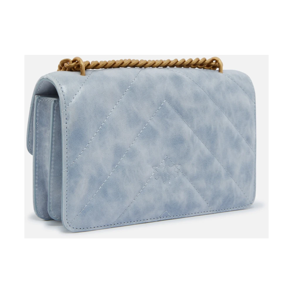 pinko Love Bag Mini Leren Schoudertas Blue Dames