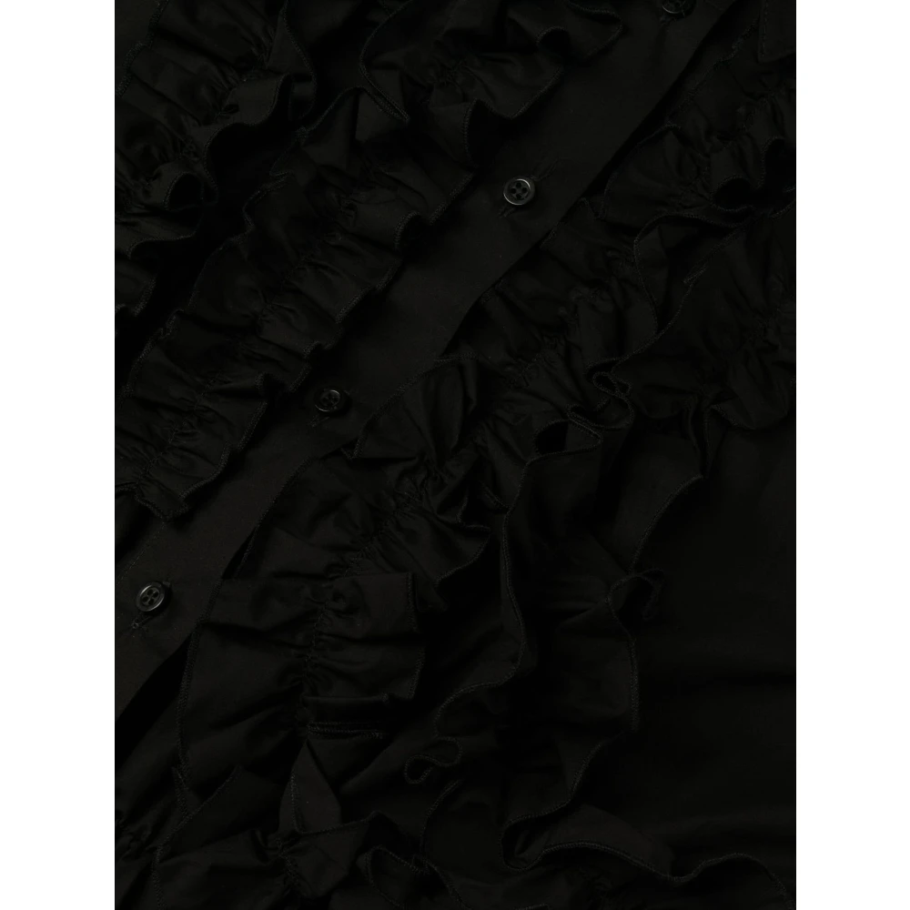 Msgm Casual Zwarte Katoenen Midi Jurk Black Dames