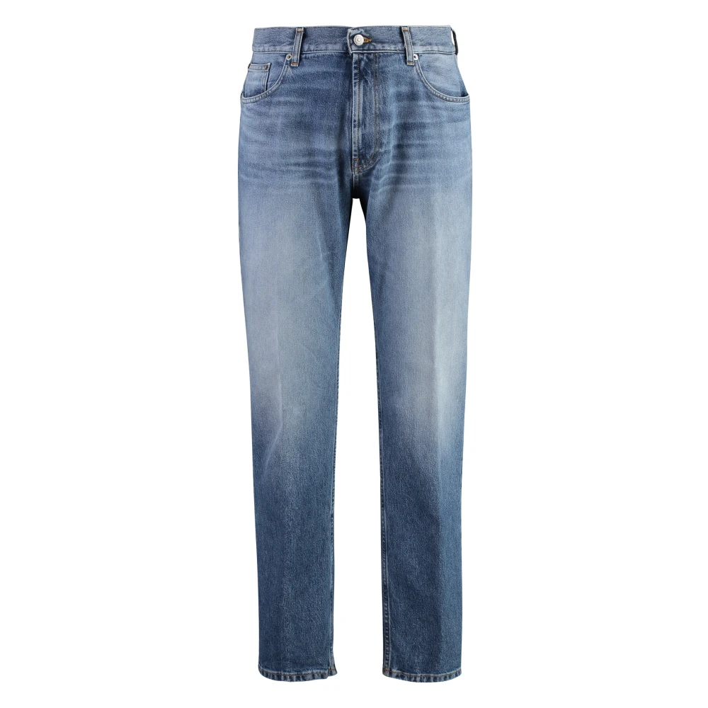 Dondup Mannelijk Blauw Jeans Heren, W34, Katoen, Straight-Leg Jeans Met Contraststiksels