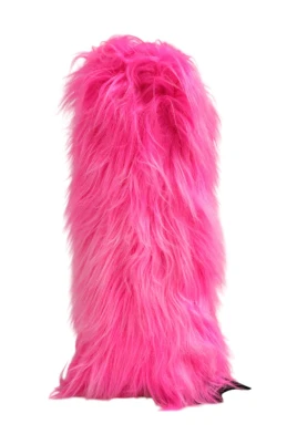 Rosa Faux Fur High Heel Stövlar
