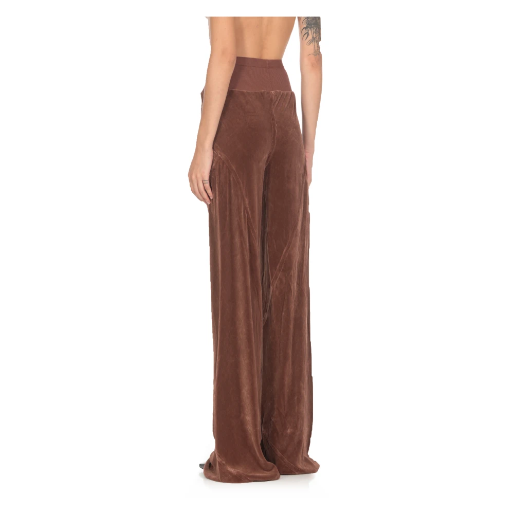 Rick Owens Bruine Velvet Elastische Taille Broek Brown Dames