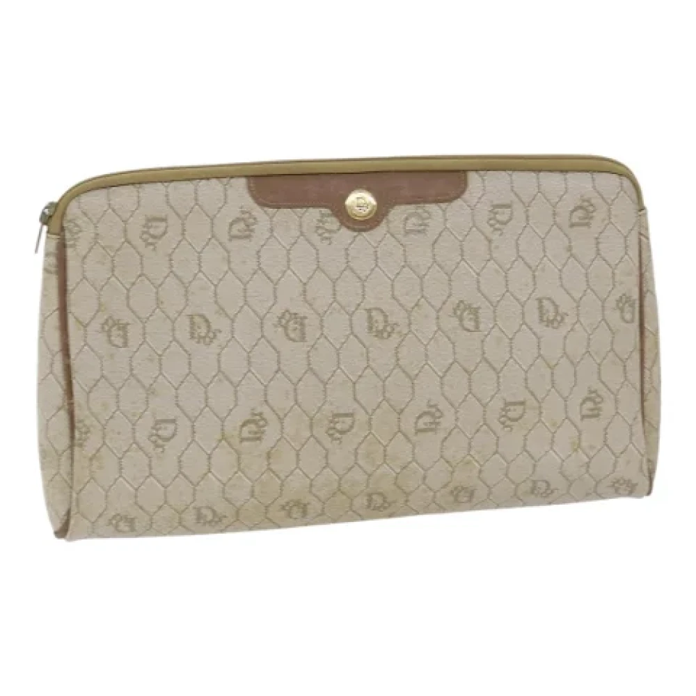Dior Vintage Pre-owned Leather clutches Beige Dames