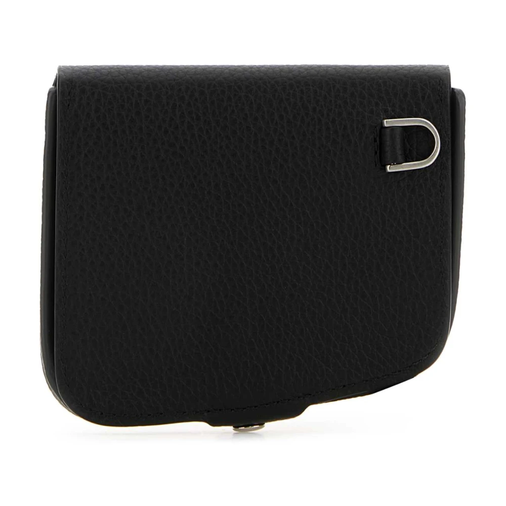 Salvatore Ferragamo Stijlvolle zwarte leren muntportemonnee Black Heren