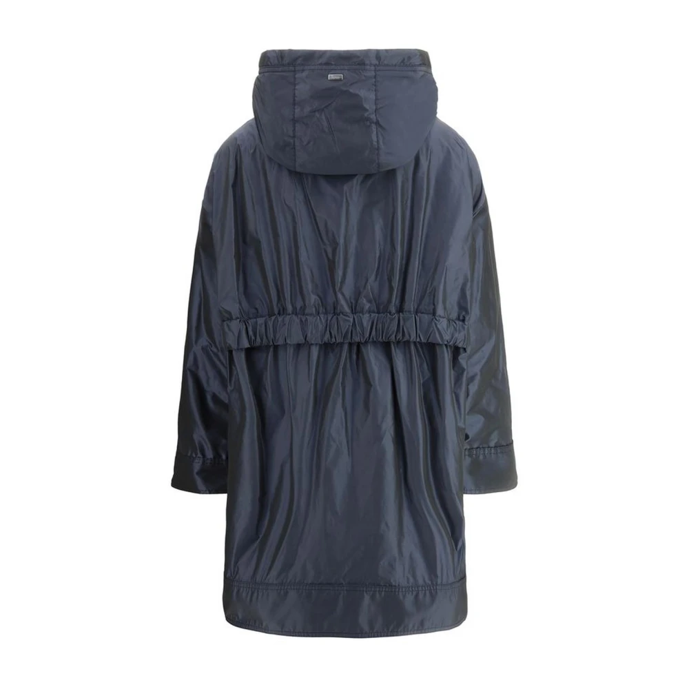 Herno Waterdichte lange jas met capuchon en rits Blue Dames