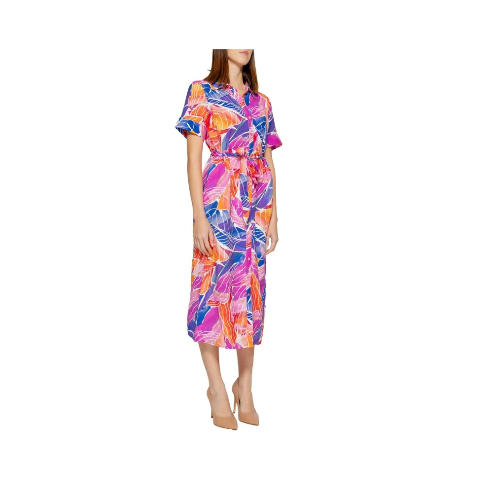Vila Multicolor Viscose Lange Jurk Damesmode Multicolor Dames