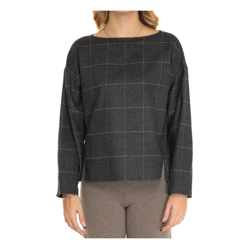 Emporio Armani Wollen geruite tuniek met rits Gray Dames