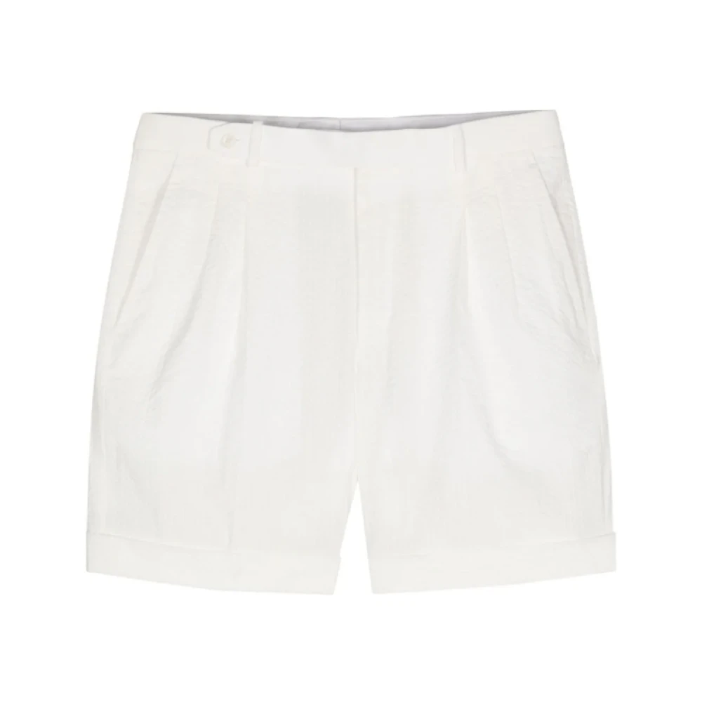 Brioni Witte Seersucker Chino Shorts White Heren
