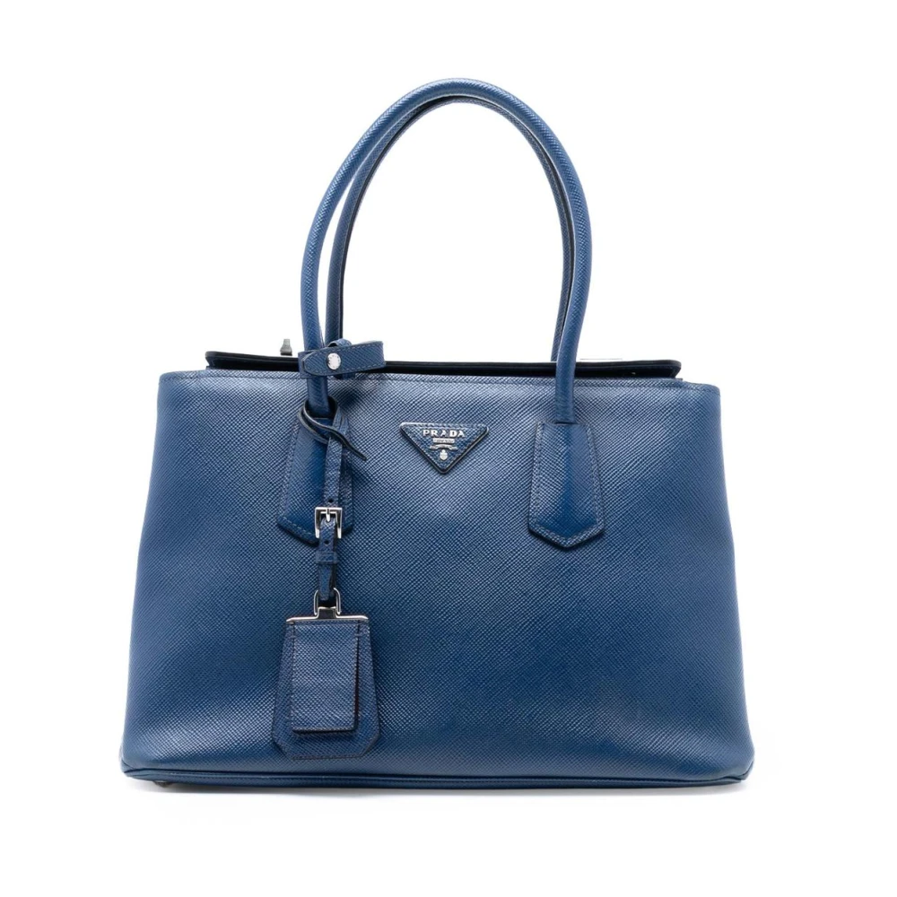 Prada Vintage Women's Blue Pre-Owned Structured Leather Satchel