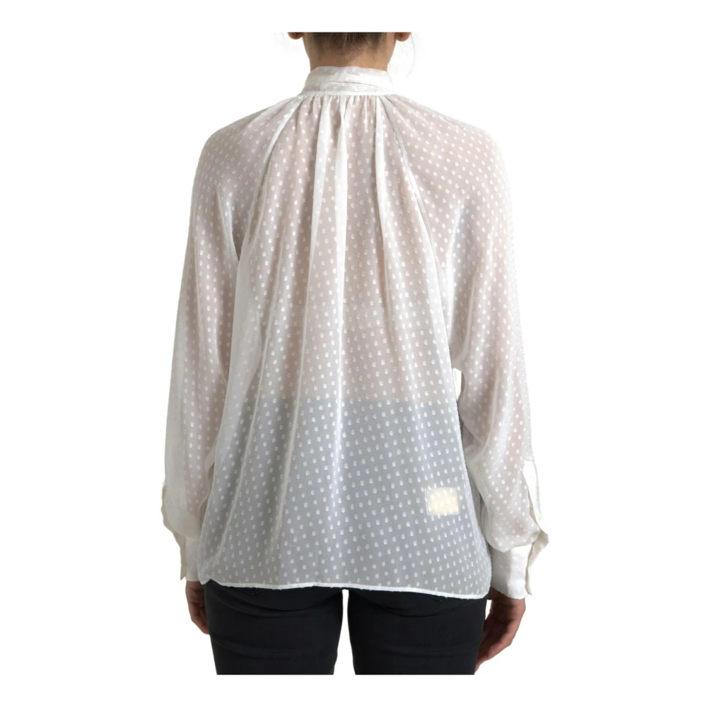 Dolce & Gabbana Zijden blouse met polkadots White Dames