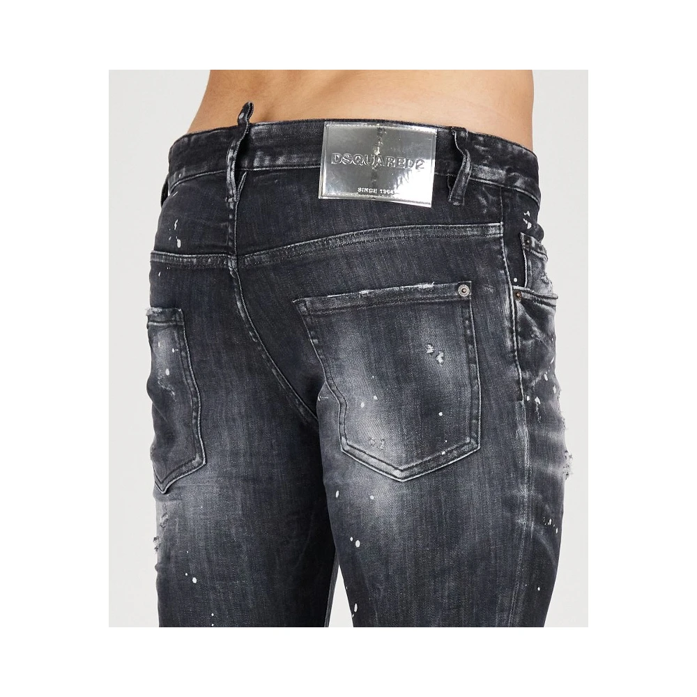 Dsquared2 Zwarte Gescheurde Skinny Jeans Black Heren