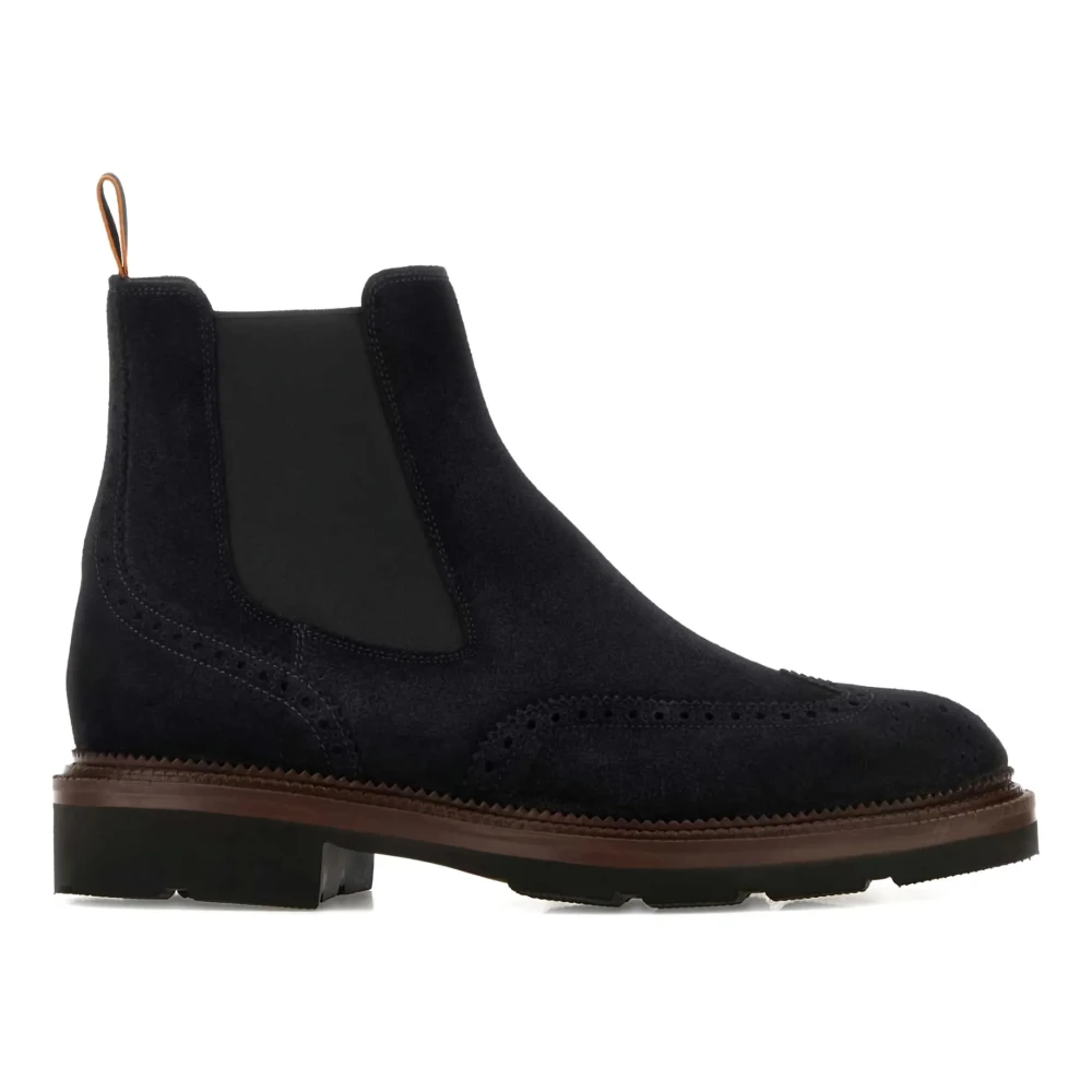 Santoni , Chelsea Boots, Male, Blue, 10 Uk, Suede Chelsea Boots