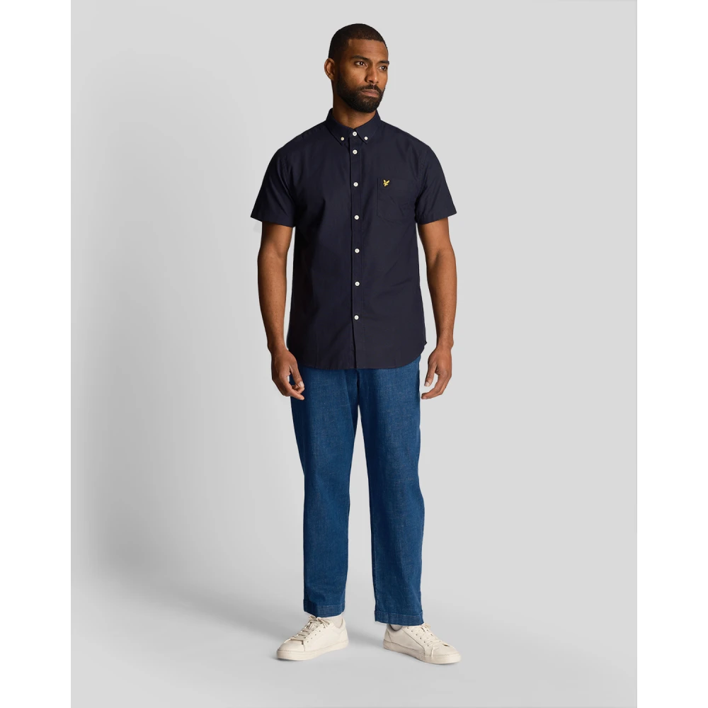 Lyle & Scott Korte Mouw Oxford Overhemd Blue Heren