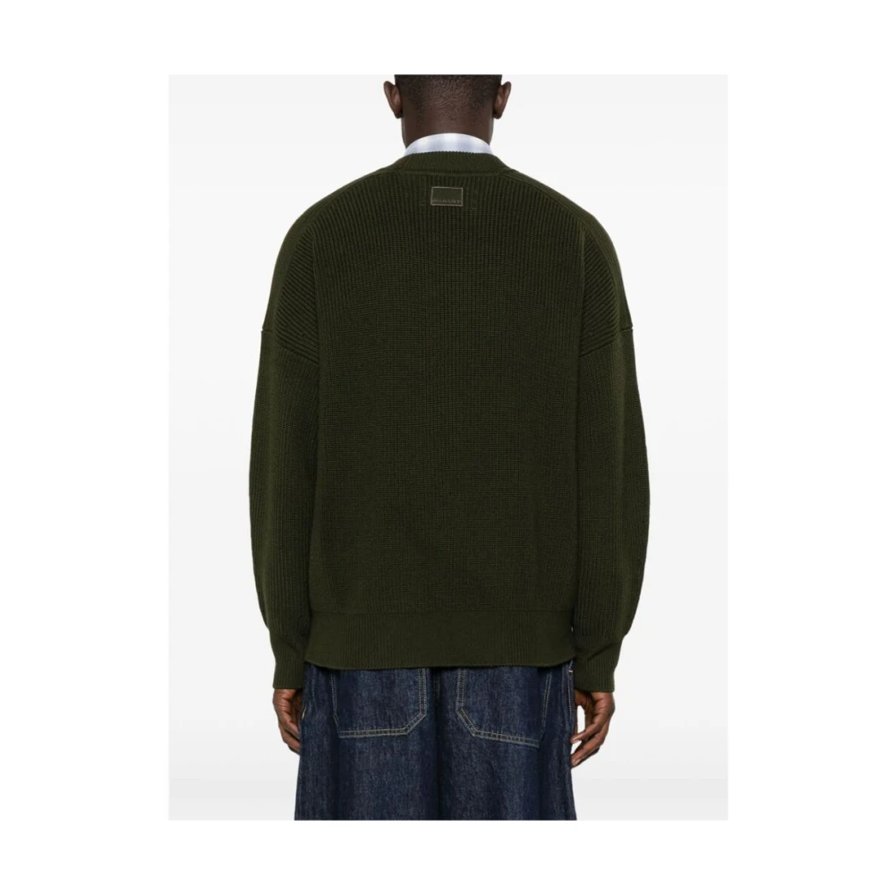 Isabel marant Khaki Geribbelde Gebreide Trui met Ronde Hals Green Heren