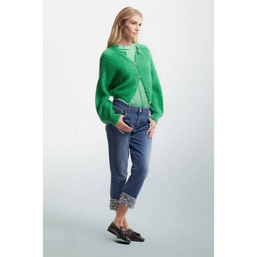 Kocca Charmant Gebreid Vest met Bishop Sleeves Green Dames