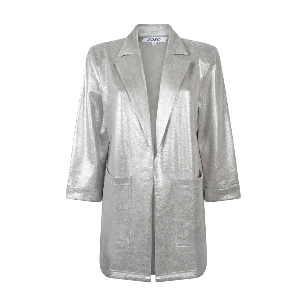 Zoso Metallic Suedine Blazer Wonder Gray Dames